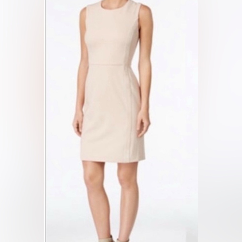 Calvin Klein Tan Sleeveless Scoop Neck Midi Dress Like New!